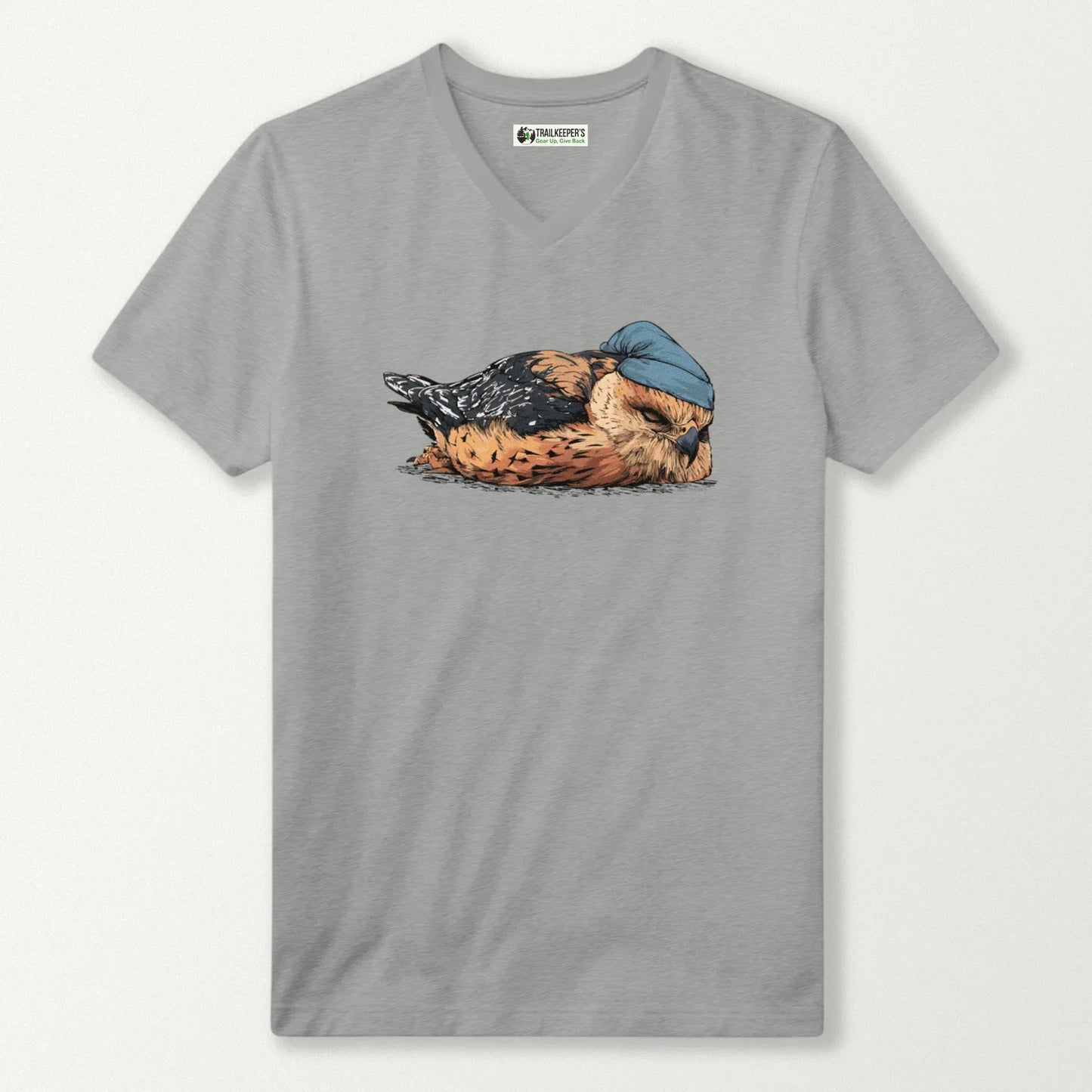 Red-shouldered Hawk Sleeper With Night Cap V-Neck T-Shirt