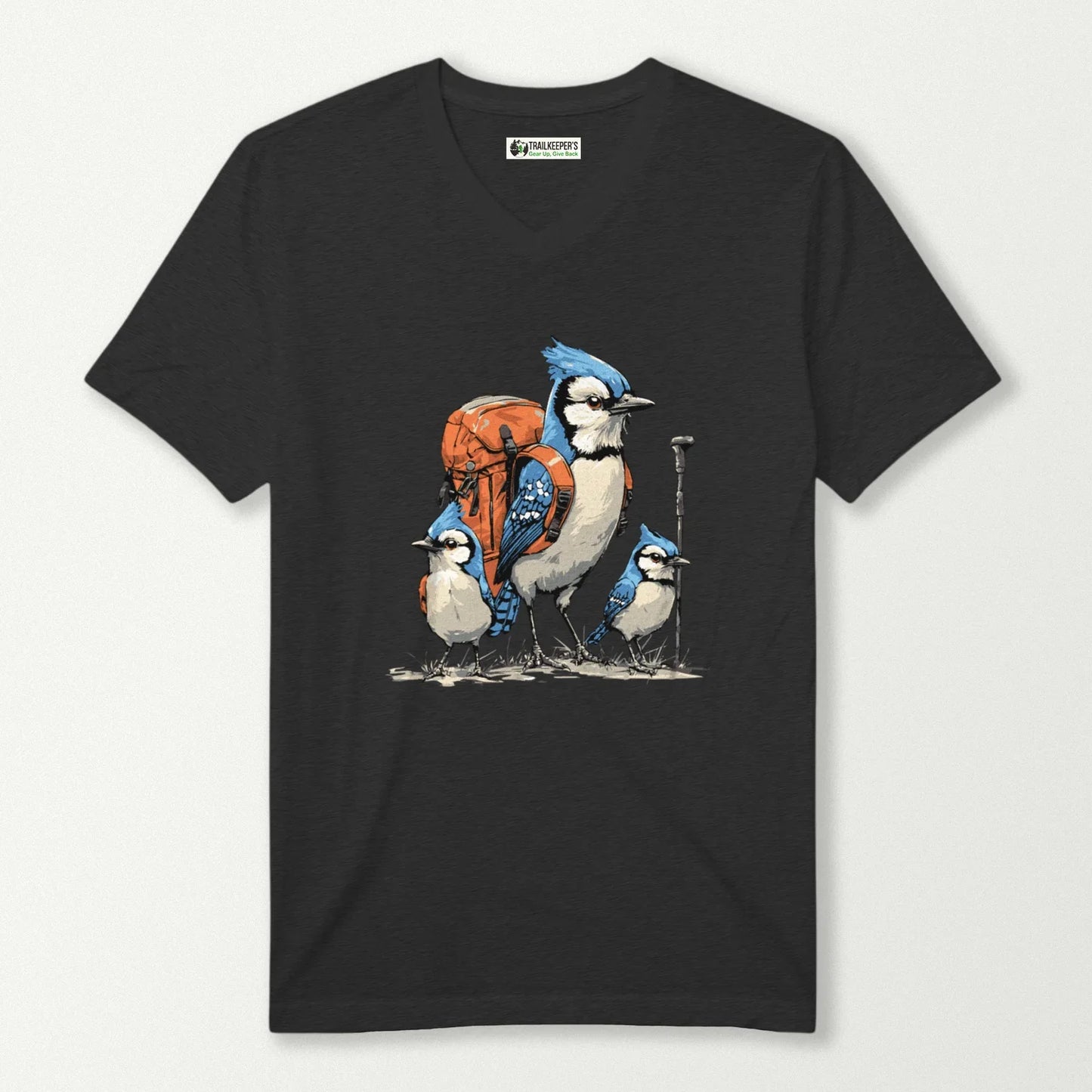 Blue Jay Backpacker Family V-Neck T-Shirt