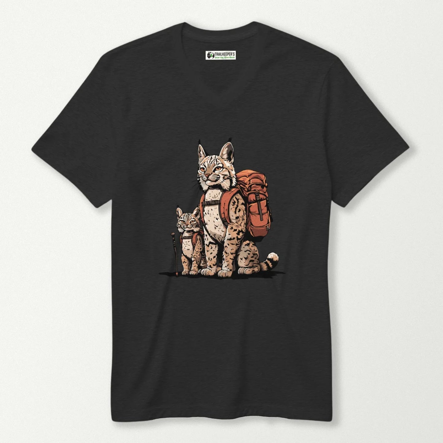 Bobcat Backpacker Family V-Neck T-Shirt