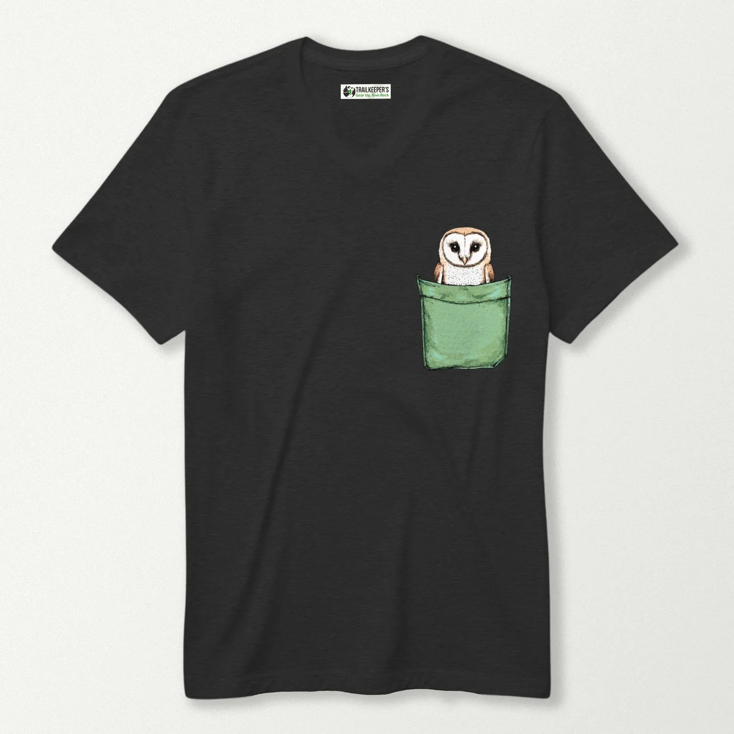 Barn Owl In Pocket V-Neck T-Shirt