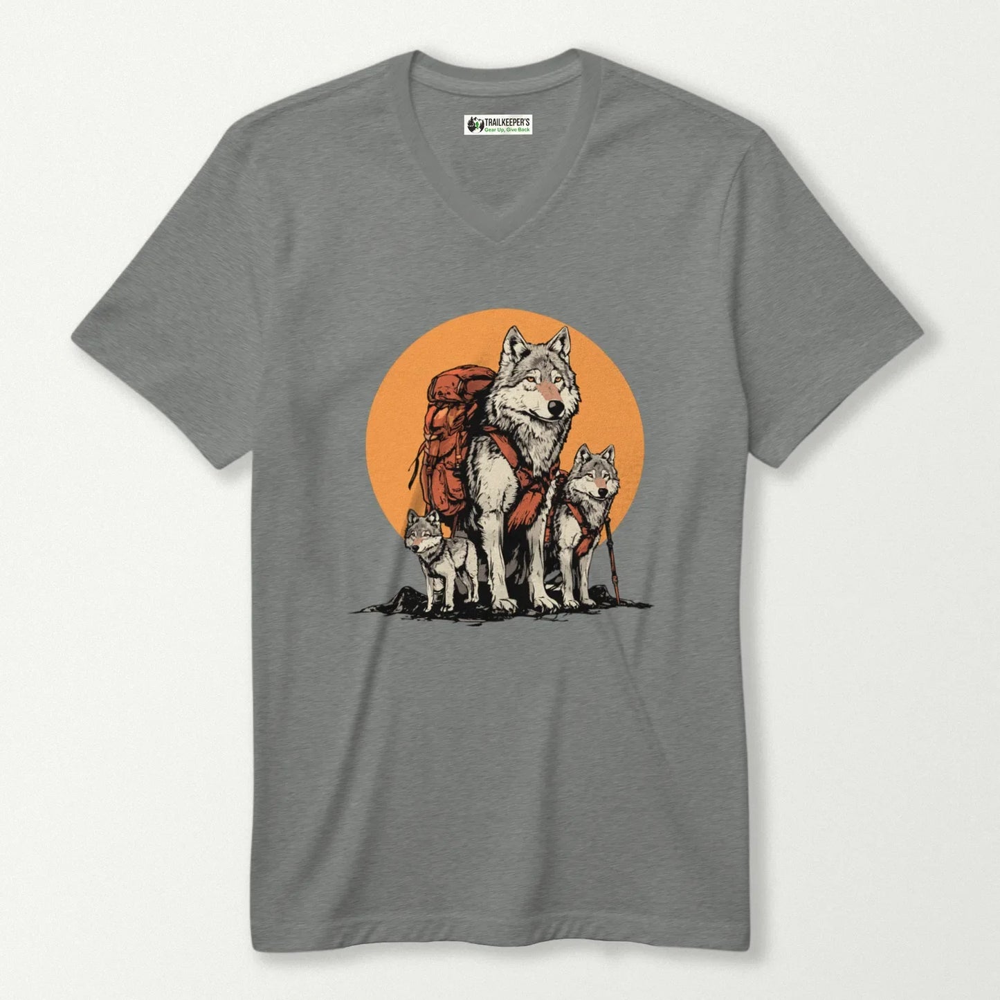 Wolf Backpacker Family V-Neck T-Shirt