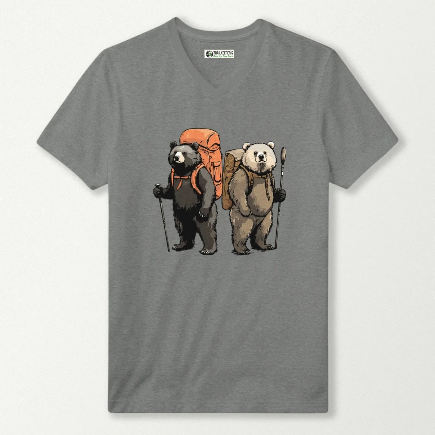 Bear Backpacker Buddies V-Neck T-Shirt