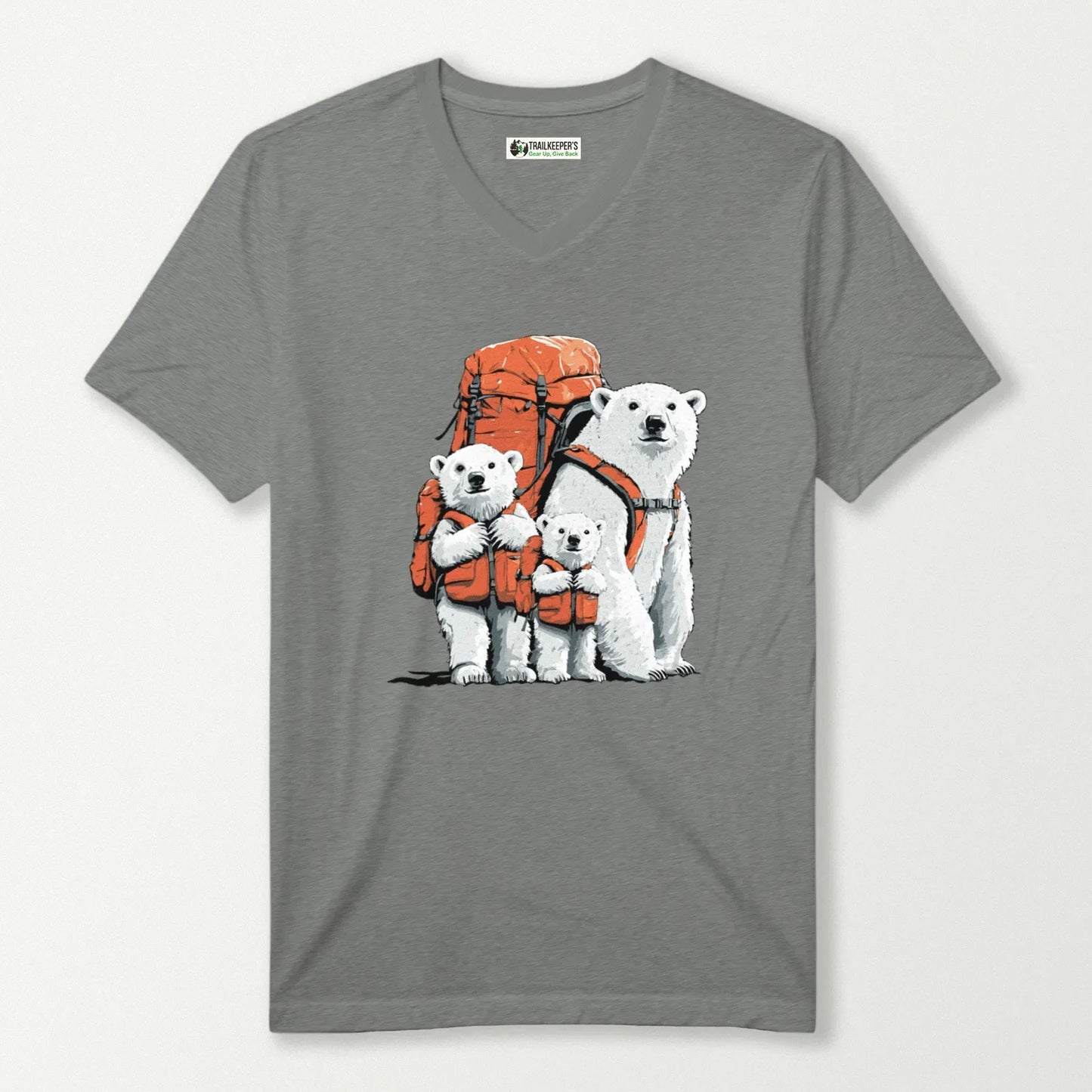 Polar Bear Backpacker Family V-Neck T-Shirt