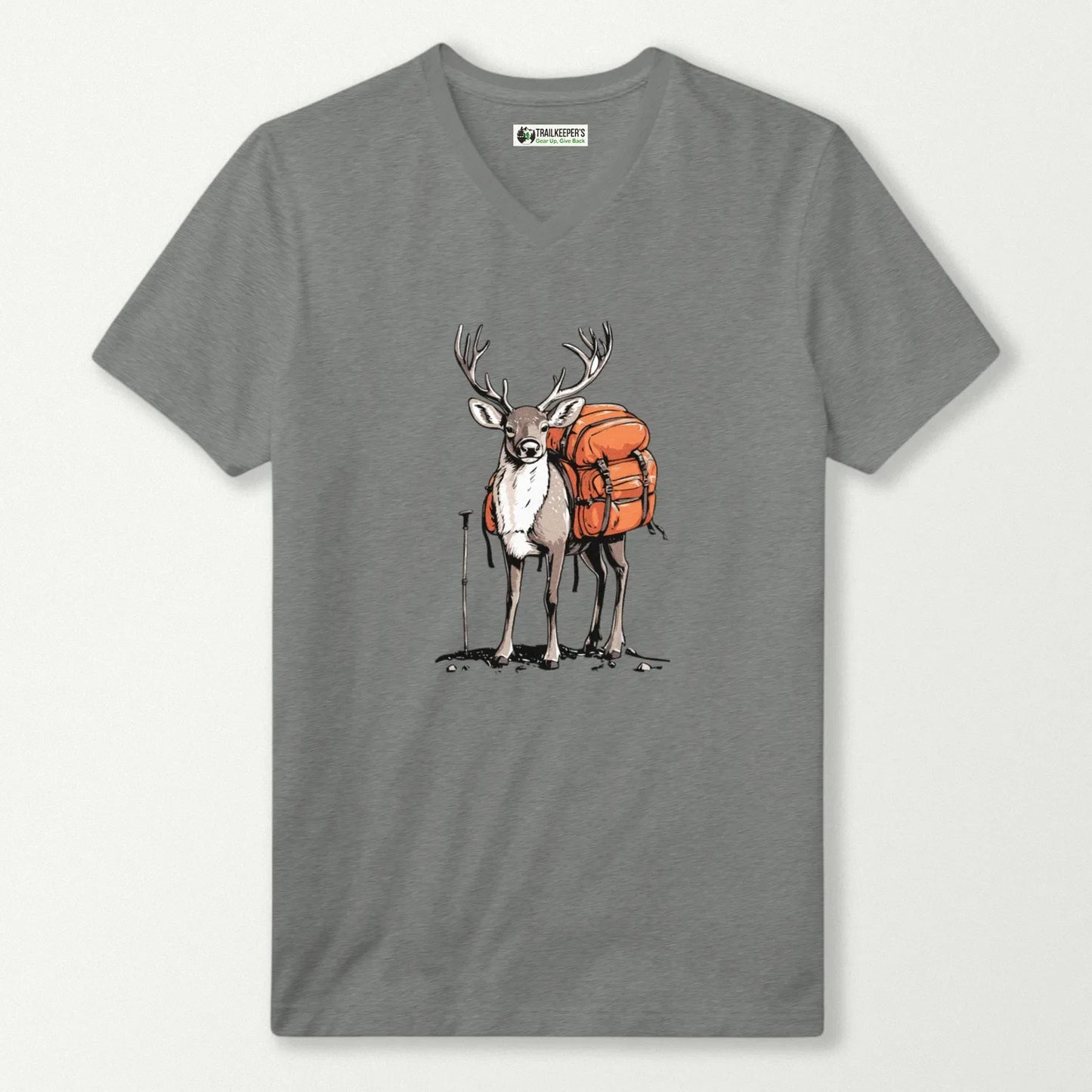 Deer Backpacker V-Neck T-Shirt