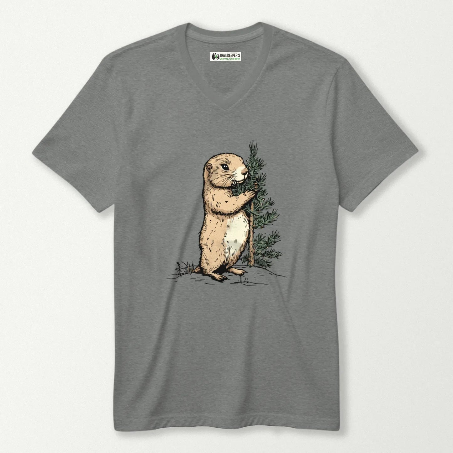 Prairie Dog Tree Hugger V-Neck T-Shirt