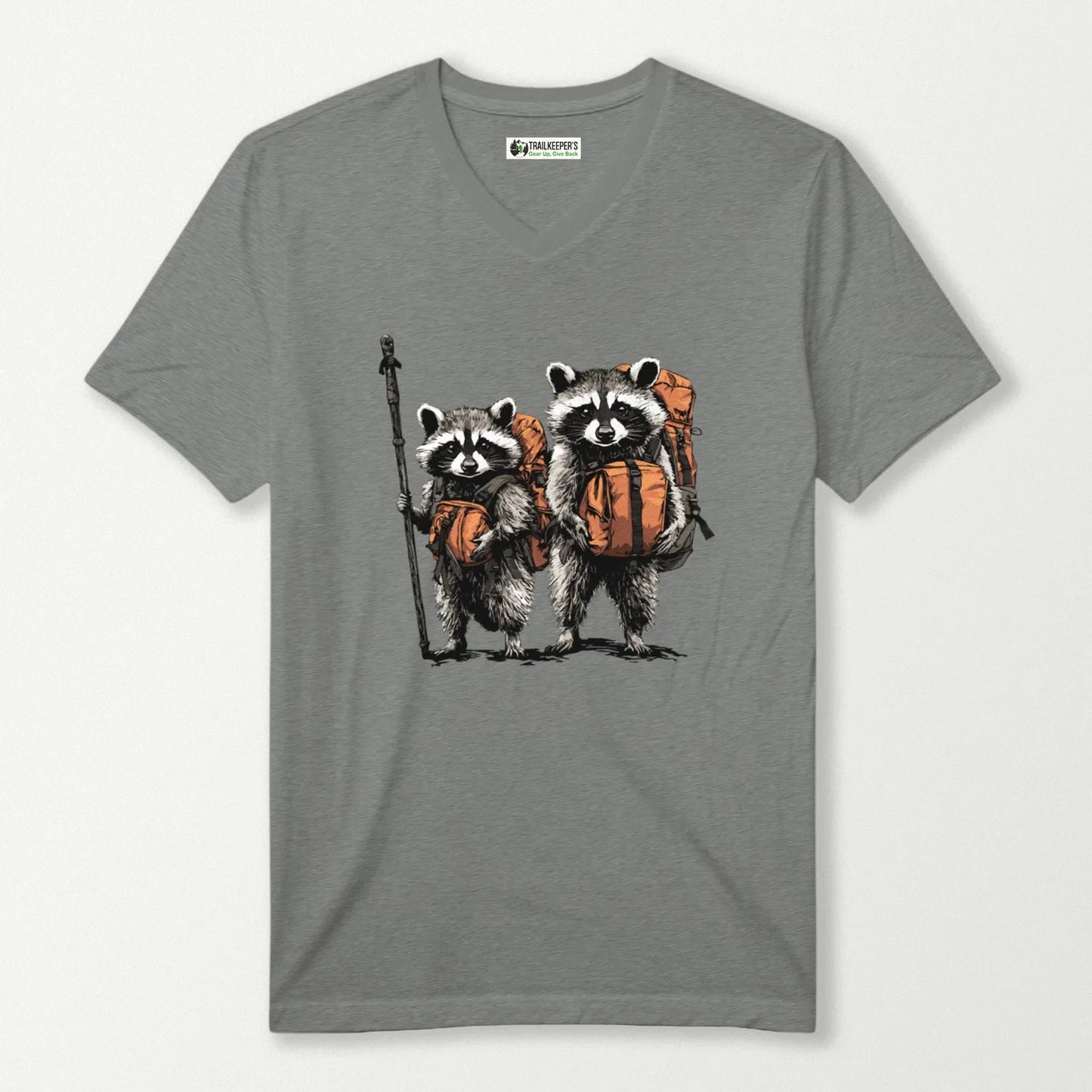 Raccoon Backpacker Buddies V-Neck T-Shirt