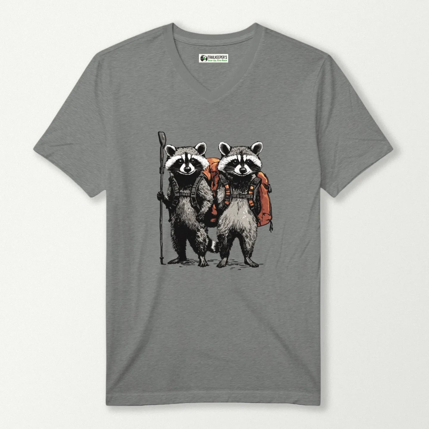 Raccoon Backpacker Buddies V-Neck T-Shirt