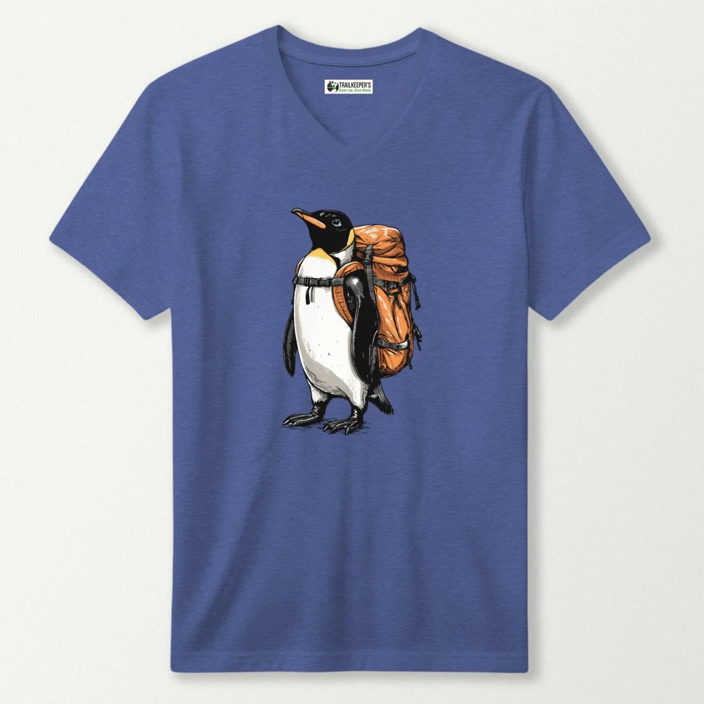 Emperor Penguin Backpacker V-Neck T-Shirt