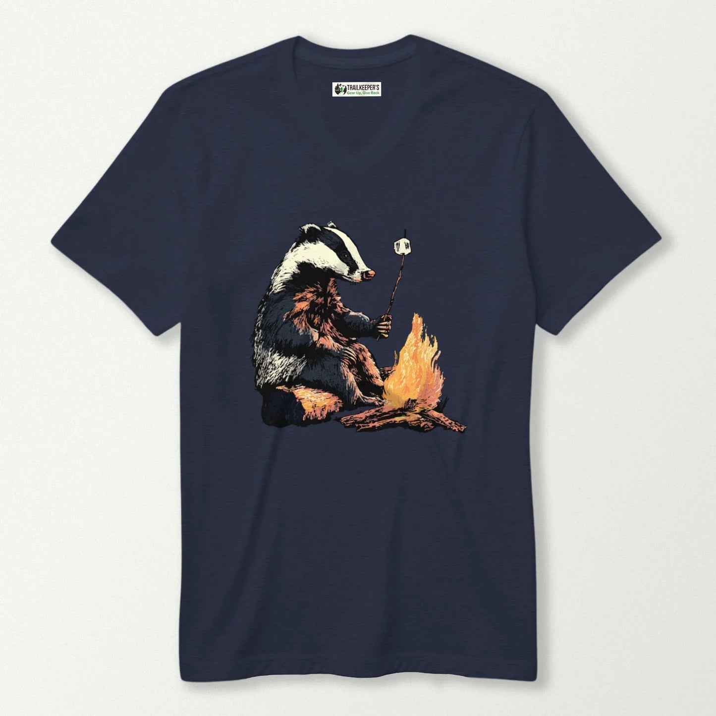 Badger Marshmallow Roaster V-Neck T-Shirt