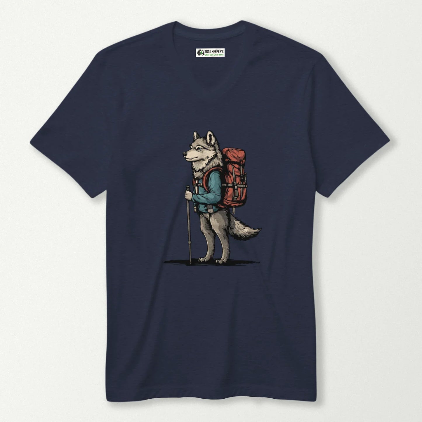 Wolf Backpacker V-Neck T-Shirt