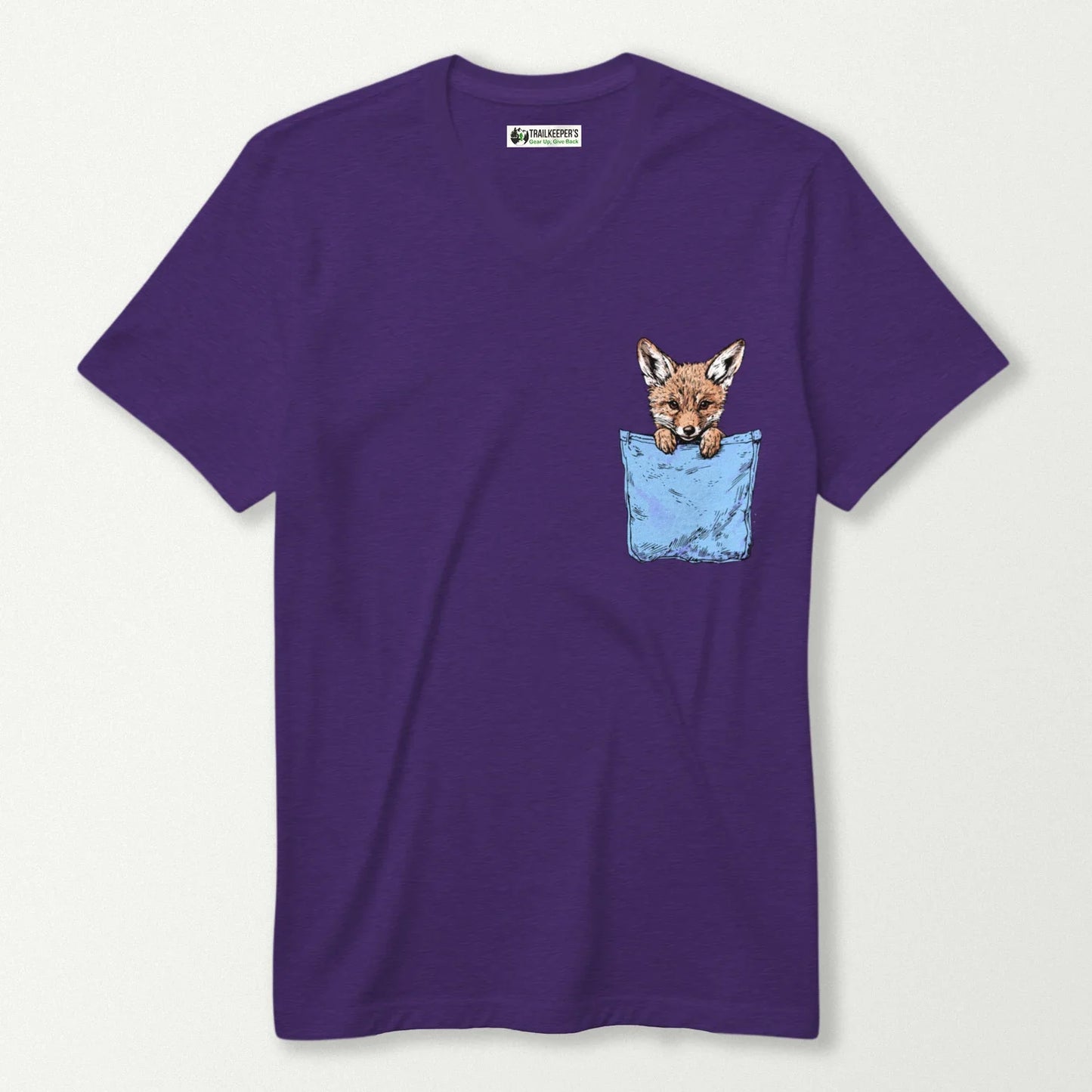 Coyote In Pocket V-Neck T-Shirt