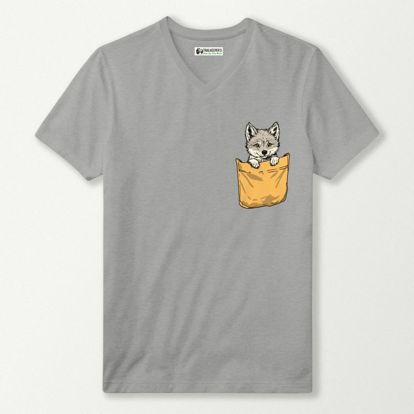 Wolf In Pocket V-Neck T-Shirt