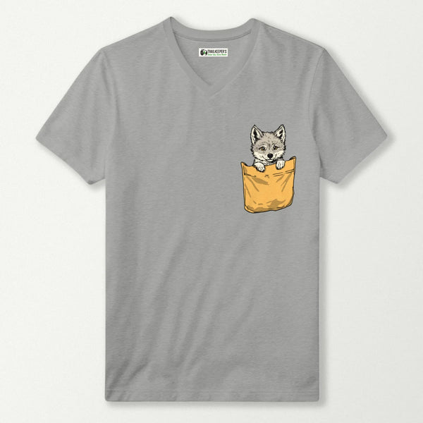 Wolf In Pocket V-Neck T-Shirt
