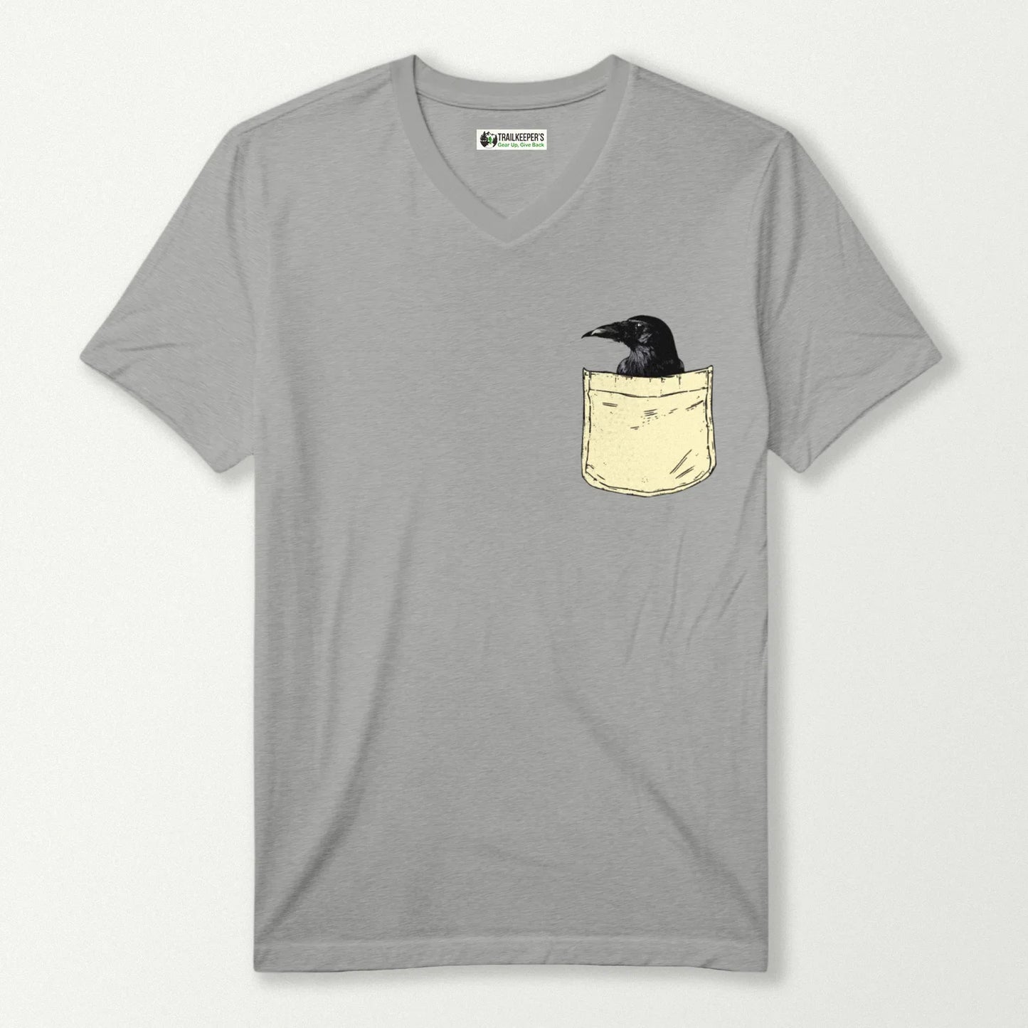 Raven In Pocket V-Neck T-Shirt