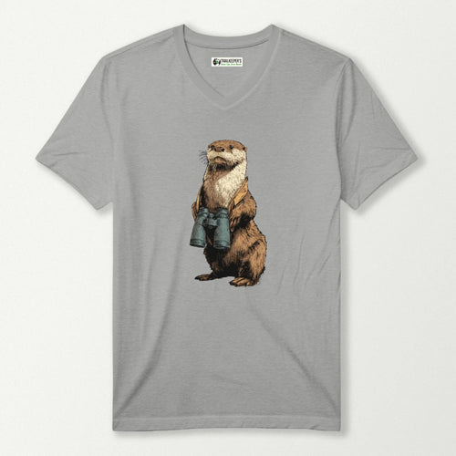 Otter Bird Watcher V-Neck T-Shirt