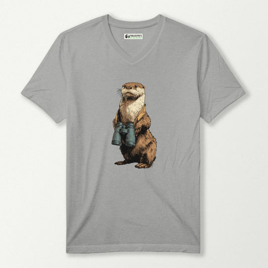 Otter Bird Watcher V-Neck T-Shirt