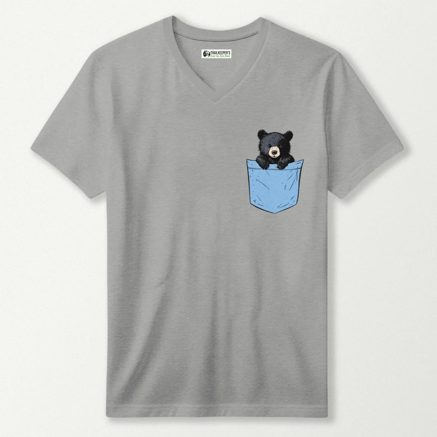 Black Bear In Pocket V-Neck T-Shirt