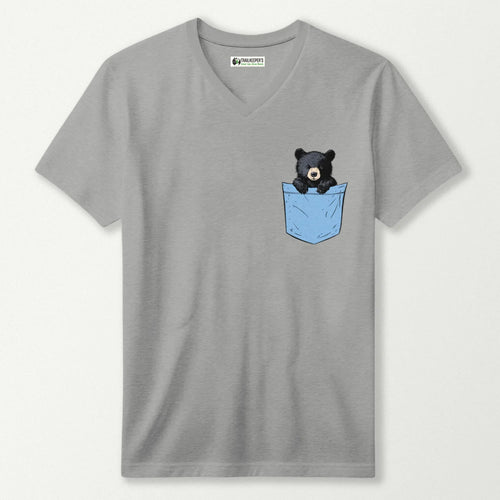 Black Bear In Pocket V-Neck T-Shirt