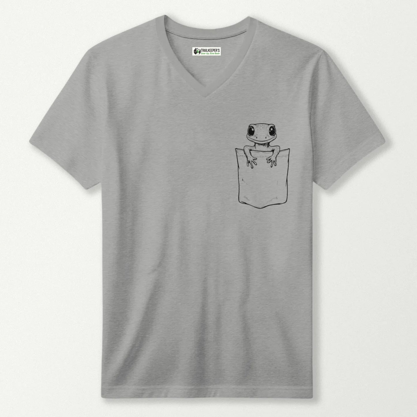Gecko In Pocket V-Neck T-Shirt