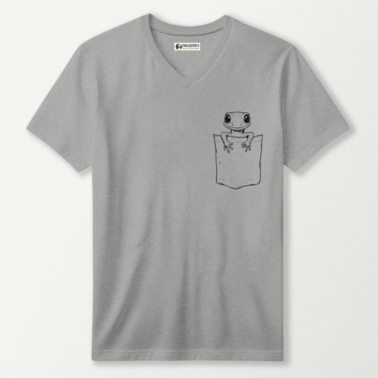 Gecko In Pocket V-Neck T-Shirt