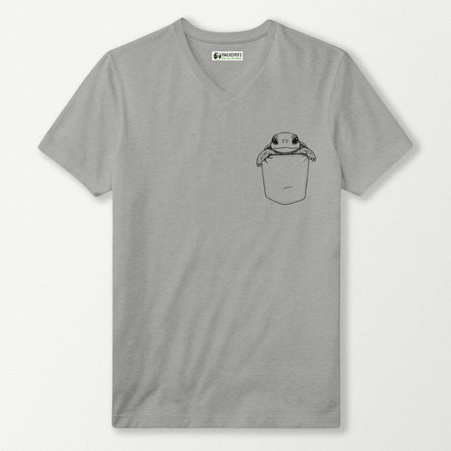 Turtle In Pocket Outline V-Neck T-Shirt