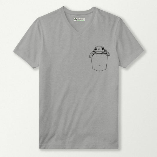 Turtle In Pocket Outline V-Neck T-Shirt