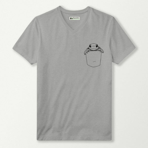 Turtle In Pocket Outline V-Neck T-Shirt