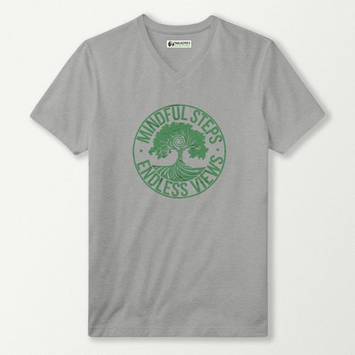 Mindful Steps, Endless Views V-Neck T-Shirt