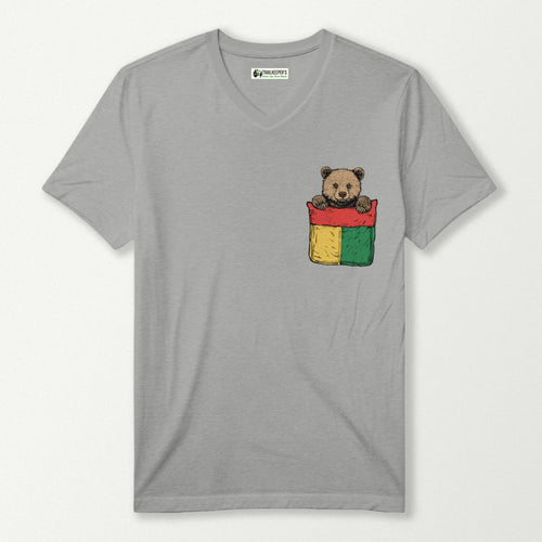 Brown Bear In Pocket V-Neck T-Shirt