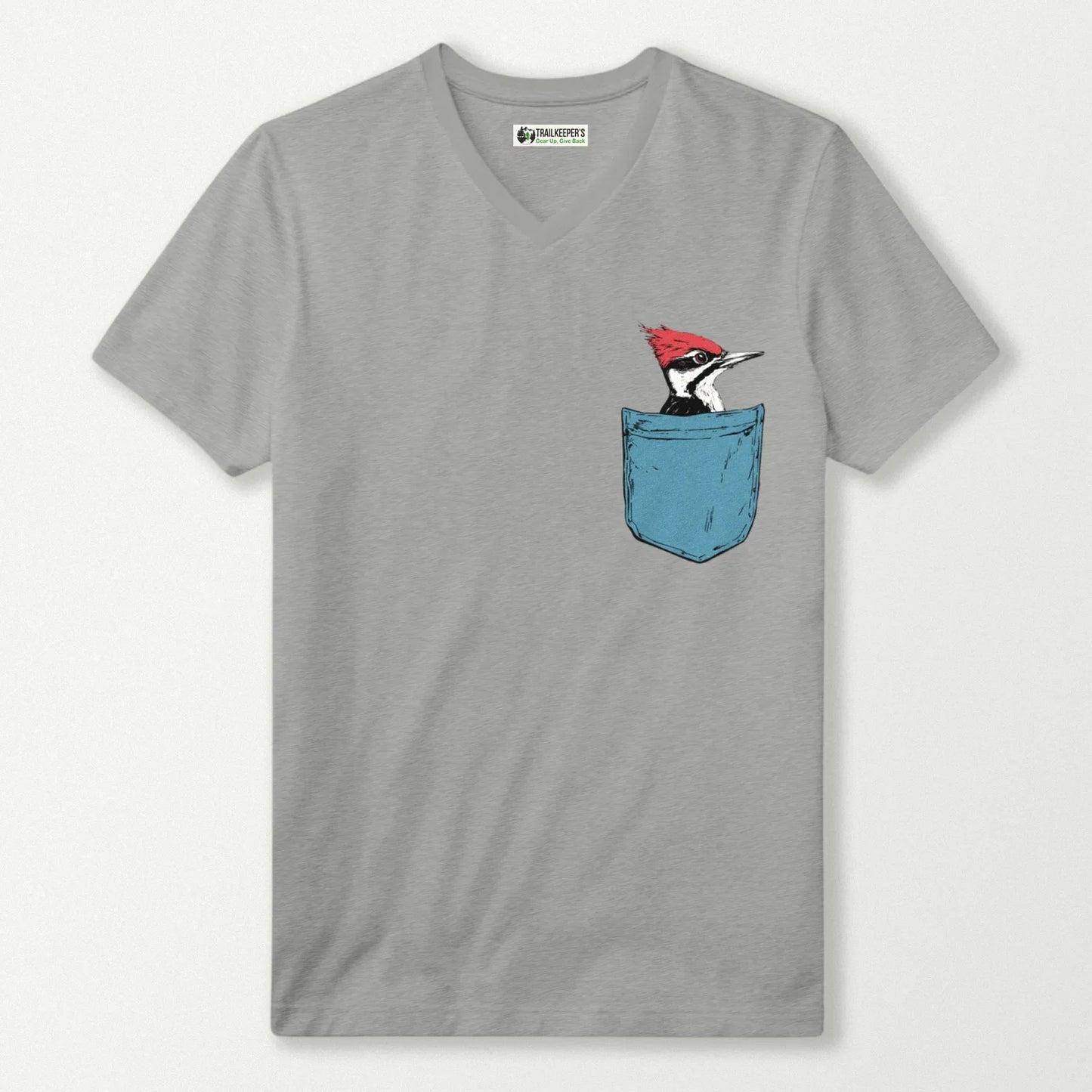 Pileated Woodpecker In Pocket V-Neck T-Shirt