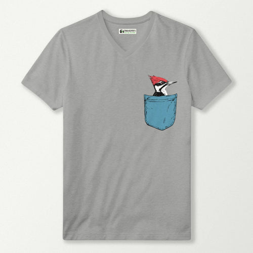 Pileated Woodpecker In Pocket V-Neck T-Shirt