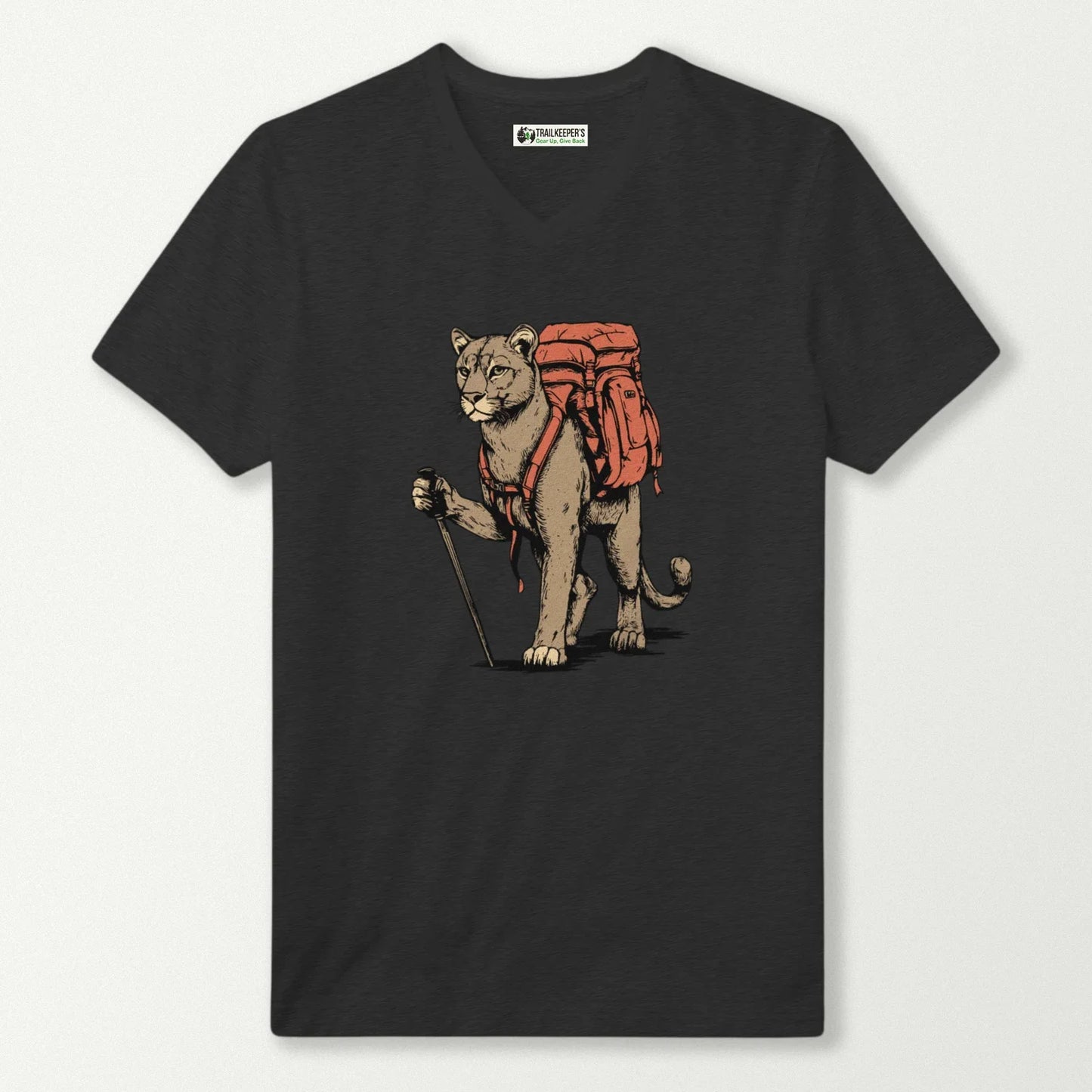 Mountain Lion Backpacker V-Neck T-Shirt