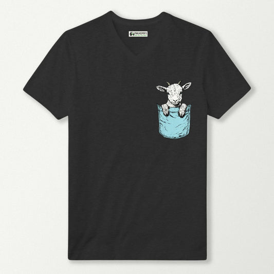Lamb In Pocket V-Neck T-Shirt
