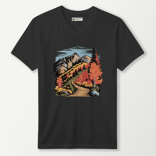 Mountain Hiking Trail V-Neck T-Shirt