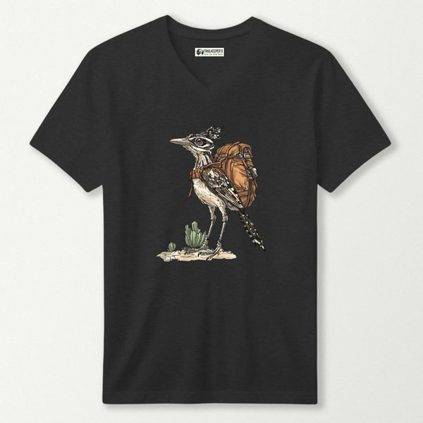 Roadrunner Backpacker In Desert V-Neck T-Shirt