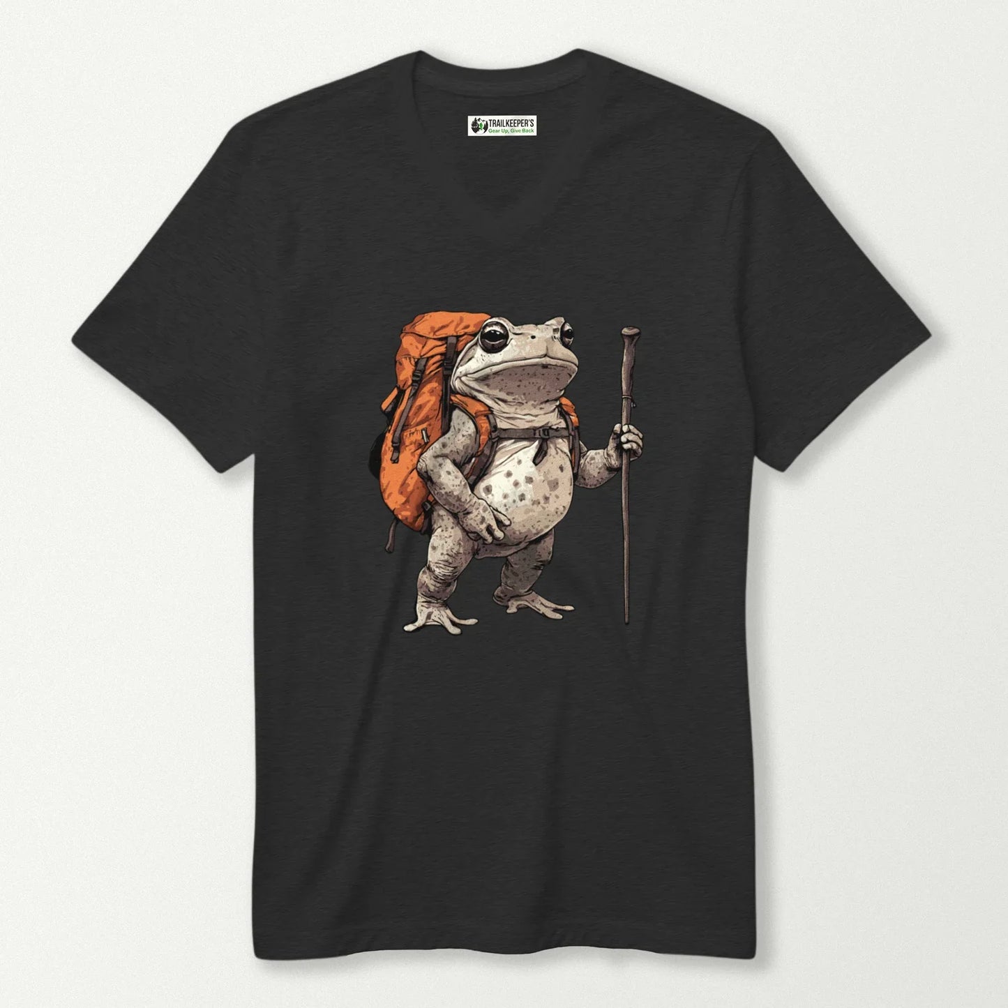 Grey Tree Frog Backpacker V-Neck T-Shirt