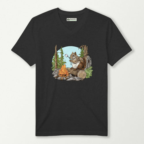 Squirrel Marshmallow Roaster V-Neck T-Shirt