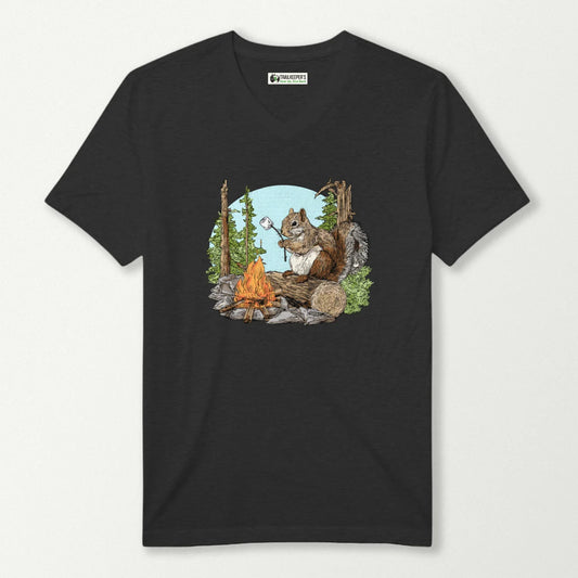 Squirrel Marshmallow Roaster V-Neck T-Shirt