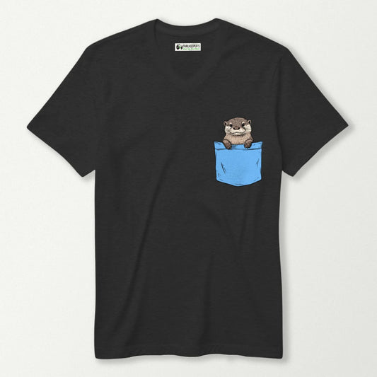 Otter In Pocket V-Neck T-Shirt