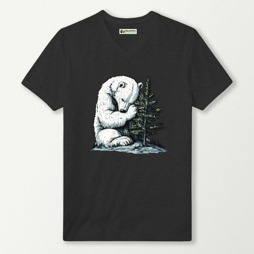 Polar Bear Tree Hugger V-Neck T-Shirt