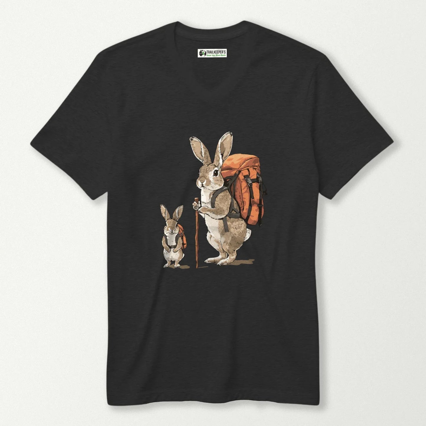 Rabbit Backpacker Family V-Neck T-Shirt