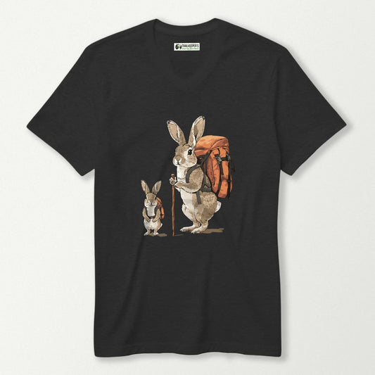 Rabbit Backpacker Family V-Neck T-Shirt