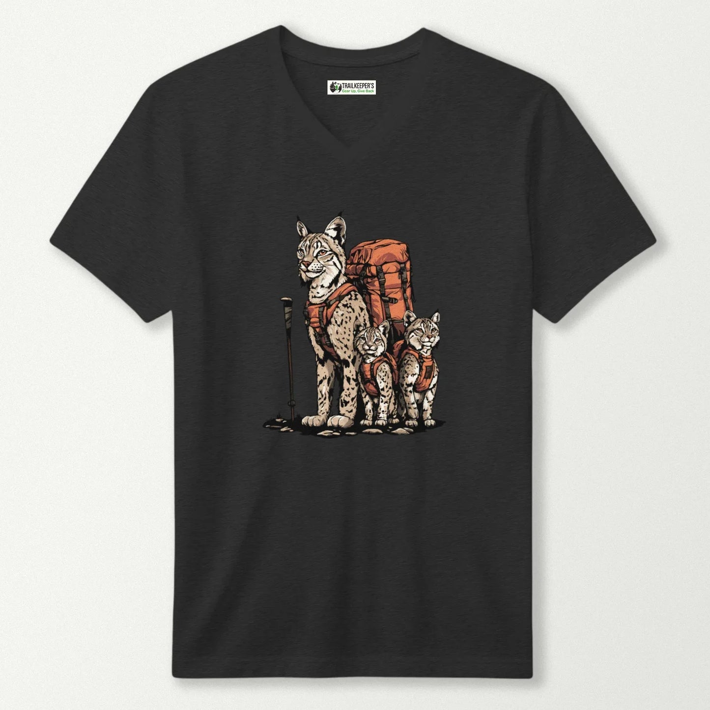 Bobcat Backpacker Family V-Neck T-Shirt