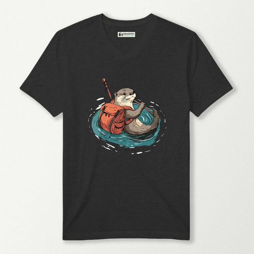 Otter Backpacker Fording River V-Neck T-Shirt