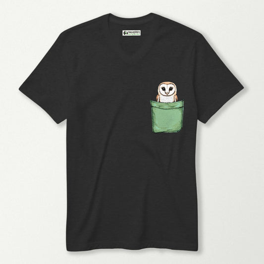 Barn Owl In Pocket V-Neck T-Shirt