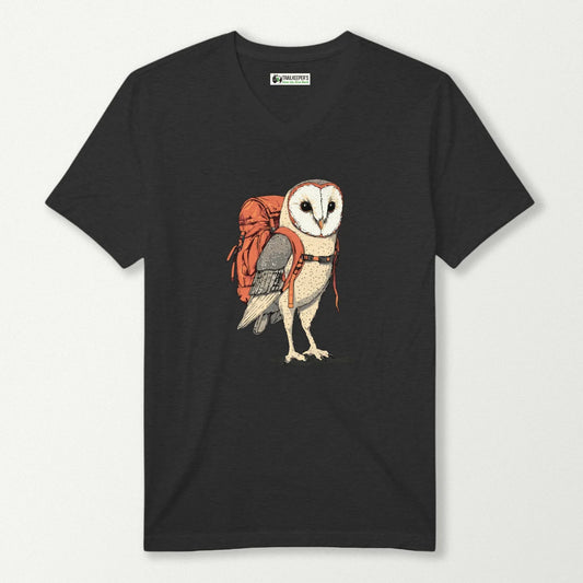 Barn Owl Backpacker V-Neck T-Shirt