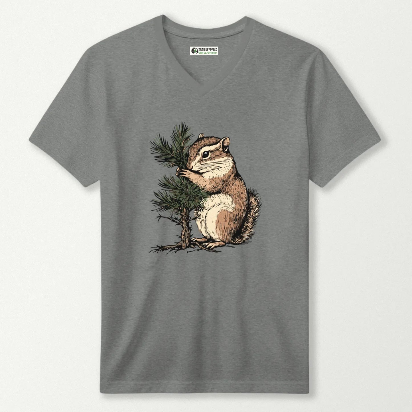 Chipmunk Tree Hugger V-Neck T-Shirt