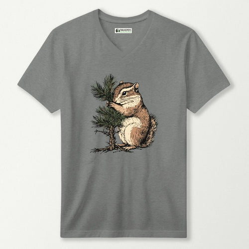 Chipmunk Tree Hugger V-Neck T-Shirt