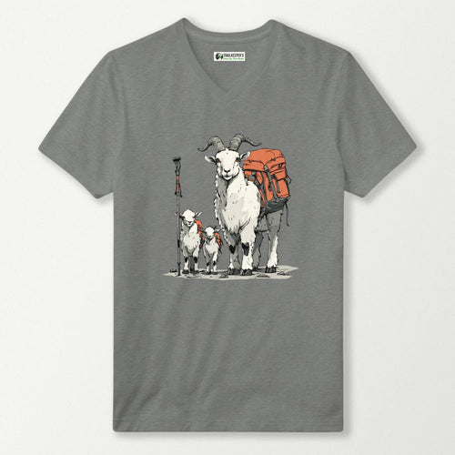 Mountain Goat Backpacker Family V-Neck T-Shirt