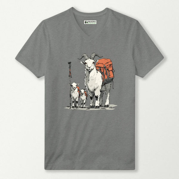Mountain Goat Backpacker Family V-Neck T-Shirt